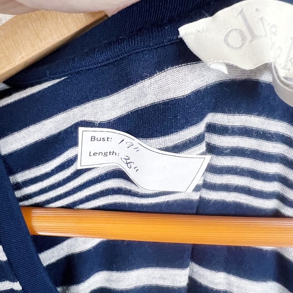 🌺 Olive & Oak Navy Stripe Drawstring Jersey Soft Dress Size S - Picture 7 of 7